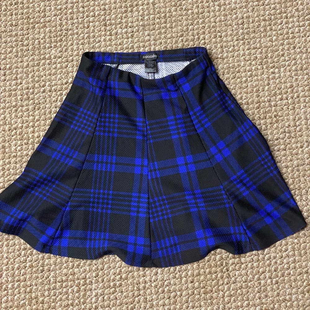 Blue and black plaid skater skirt